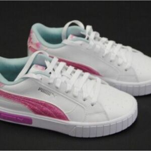 Puma White Sneakers with Pink Highlights